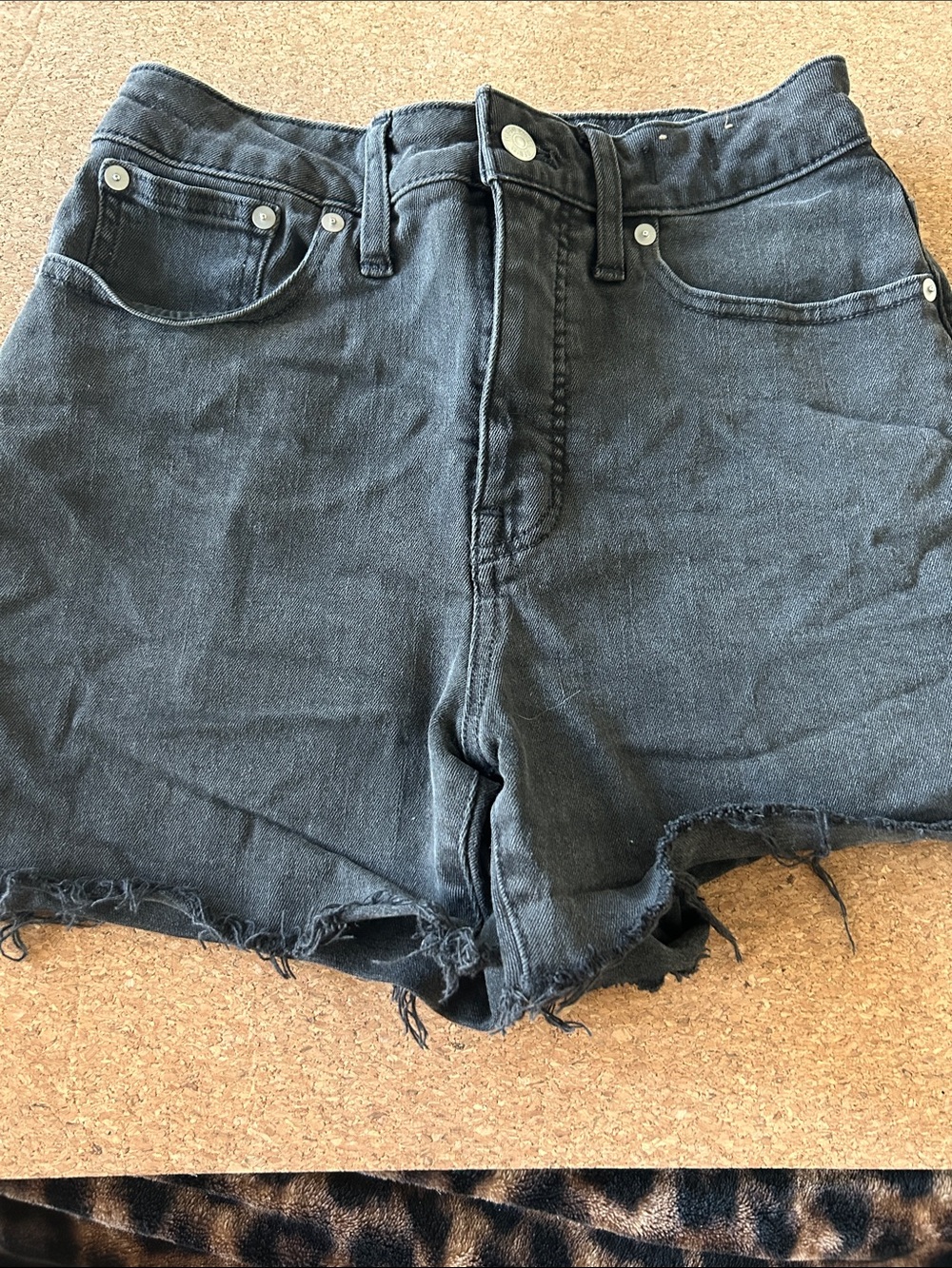 Madewell Black High-Rise Raw-Hem Denim Shorts